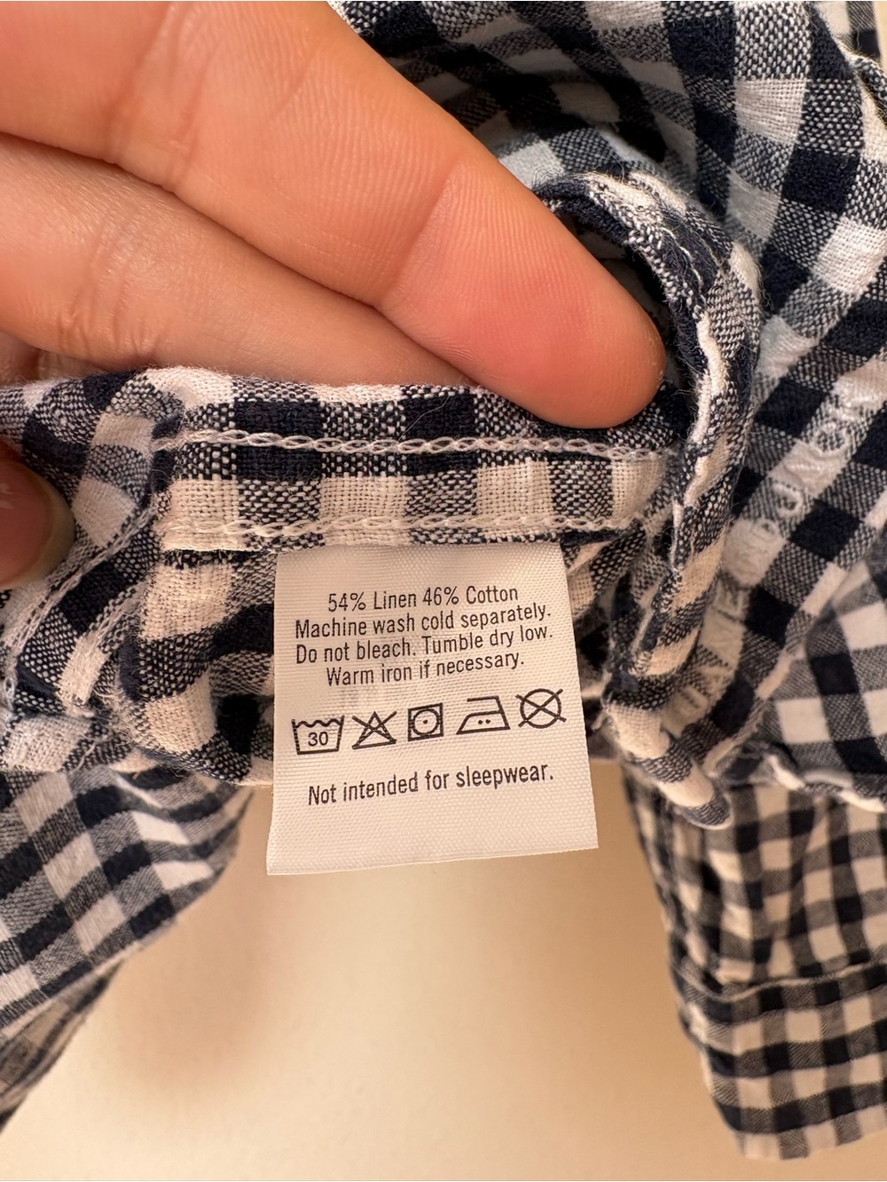 JANIE and JACK Gingham Linen/Cotton Button Down Shirt Navy Blue & White Sz 3 - Picture 10 of 11